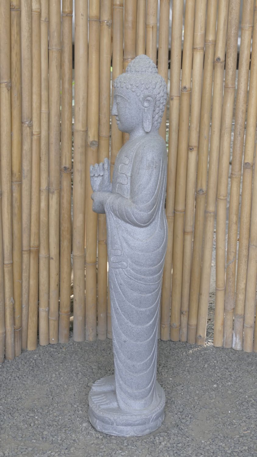  Product image 6 of the product “Standing Buddha made of Riverstone in Dharmachakra position - gesture of wheel of the teaching of Dharma. About 120cm height. ”